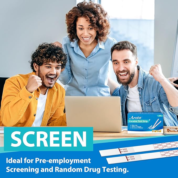 Areta Cocaine Test Strip: Cocaine Drug Test Single Panel Urine Screen Kits, 15 Pack Instant Accurate Home Cocaine Tests Coke Dipstick with Cups, 300 ng/mL Cutoff -ASCOC-114