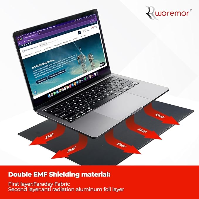 EMF Laptop Tray - Shielding ELF and RF from Computer, Tablets, Cell Phones, Black (8" x 12")