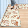 Kitchen Mats for Floor Cushioned Anti Fatigue Sets of 2 Beach Theme Kitchen Rugs Non Slip Waterproof Coastal Foam Kitchen Floor Rug Nautical Coral Seashell Comfort Standing Mat For Sink Laundry, Coral