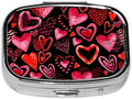 Pill Box-2 Compartment Small Pill Case Square Organizer Case with Mirror Portable Metal Medicine Box Travel Container for Pocket & Purse Women Men（Red Heart）