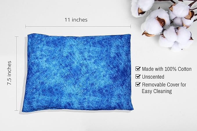 Microwavable Corn Filled Heating Pad and Cold Pack/Washable 100% Cotton Cover (Etched - Cobalt, 7.5in W x 11in L)