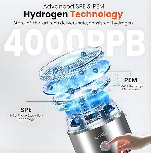 2026 Hydrogen Water Bottle, Up to 3100 PPB in 3 Mins, SPE PEM Tech, 1500mAh Rechargeable Portable Hydrogen Water Bottle, 420ml/14OZ for Travel, Gym, Home, Office, Daily Use | Gift for Family & Friends