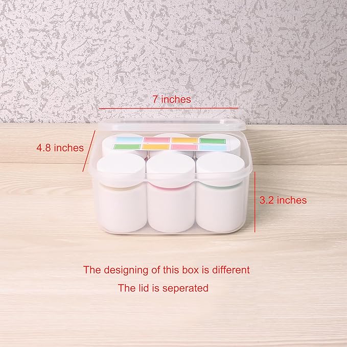 Colorful Empty Plastic Pill Bottle Organizer with Labels Medicine Vitamin Bottle Chemical Containers with Caps,6pcs (100ml)