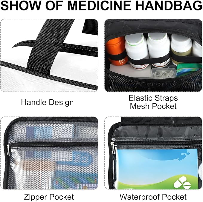 Naanle Pill Organizer Bag Travel Pill Bottle Medicine Organizer Home Storage Medication Bag for Vitamin Supplements, My Legal Drugs Empty First Aid Bag for Car Camping