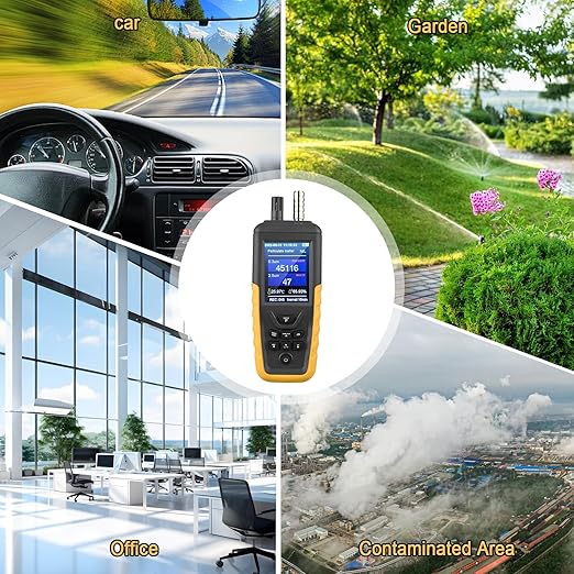 Air Quality Monitor Dust Particle Counter,High Sensitivity 3-Channel PM0.3/2.5/10 um Temperature and Humidity Monitor/USB Recharge Data Transfer/Storge Pollution Monitor
