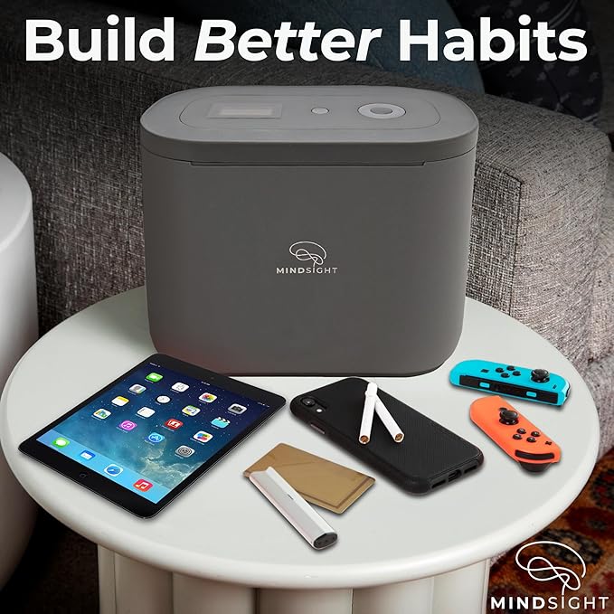 Mindsight Timed Lock Box Plus | Fits Small Tablets (iPad Mini), Phones (10+) & More | Great for Schools & Families | Helps Reduce Screen Time & Build Better Habits | Out of Sight ~ Out of Mind