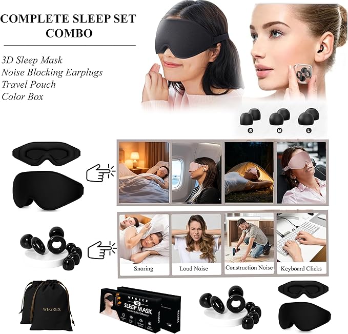Sleep Mask, 3D Sleeping Mask, Zero Eye Pressure, 100% Light Blocking Eye Mask, Soft Comfortable for Travel & Side Sleepers, WEGREX Sleep Mask (Pink)