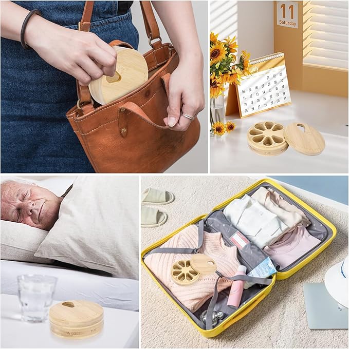 Wood Pill Organizer, Wood Medicine Organizer, Travel Pill Organizers, Bamboo Pill Organizer Used to Store Pills, Pill Box Day Improved Design with Days of The Week