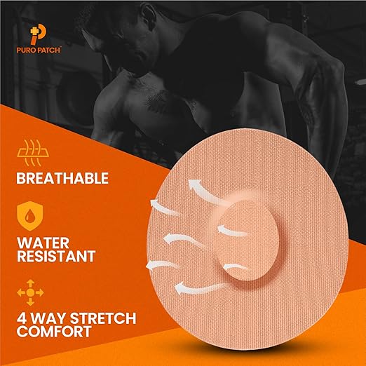 Premium Adhesive Covers - Compatible With Your Dexcom G7 Continuous Glucose Monitoring CGM sensor - 20 Pack, Waterproof & Sweatproof Patches, Lasts 10-14 days, Pre-Cut Medical Tape - Great Protection (Tan)