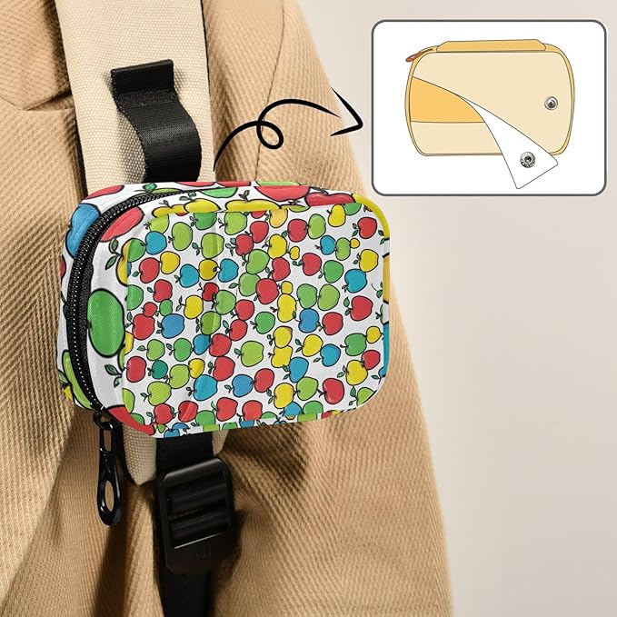 Colorful Apples Travel Pill Organizer Case Box Container Weekly Portable Vitamin Medicine Holder Storage Bag with Zipper Removable