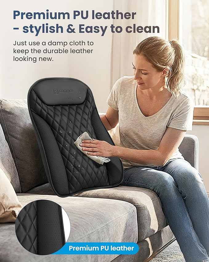 COMFIER Ultra-Slim Shiatsu Back Massager with Heat,Upper & Lower Back Massager, 4D Deep Tissue Chair Massager for Office,Heated Massage Chair,Up–Down Moving 20 Nodes