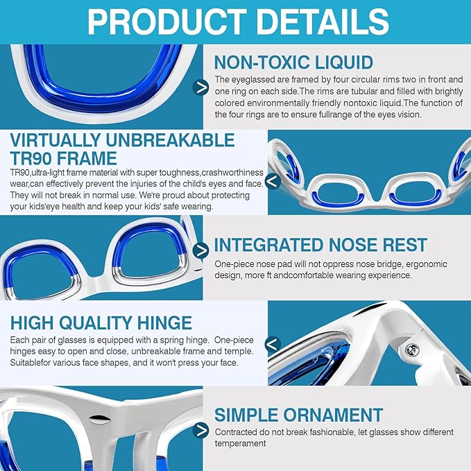 Hion 2 Pairs Adult Anti- Motion Sickness Smart Glasses, Ultra-Light Portable Nausea Relief Liquid Glasses, Carsickness Airsickness Seasickness Glasses, Kids Travel/Cruise Essentials（White+Pink