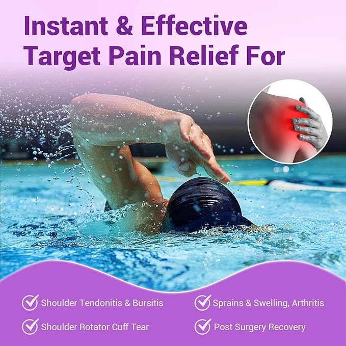 Comfytemp Shoulder Ice Pack Wrap Rotator Cuff Therapy, Gel Ice Packs for Injuries Reusable, Hot Cold Compress Shoulder Brace for Pain Relief, Recovery Items (Large/X-Large), Purple