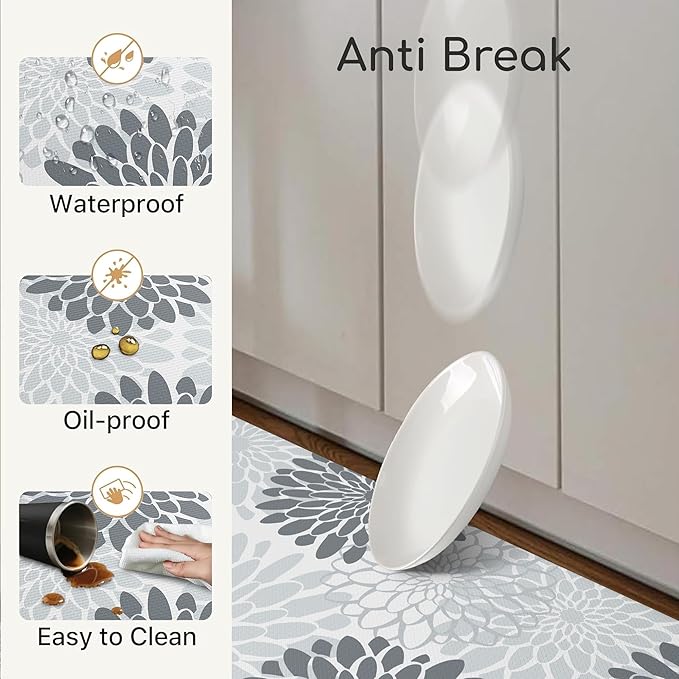 MAYHMYO Kitchen Mats for Floor - Kitchen Anti Fatigue Mat Set of 2 - Non Slip Cushioned Rugs for Standing