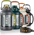TKK Half Gallon Water Jug Sport Bottle with Straw 2 in 1 Lid Dishwasher Safe BPA Free Leakproof Large Capacity Tritan Plastic Bottle 1/2 Gallon 64oz Water Bottle for Gym Travel Camping Outdoor, Gray