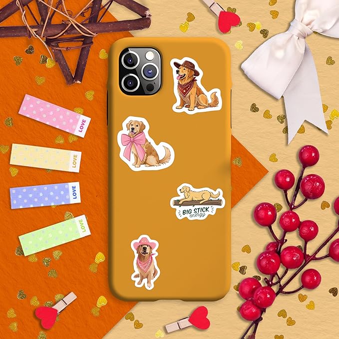 100Pcs Golden Retriever Stickers for Water Bottle, Laptop - Golden Retriever Gifts, Party Supplies & Decorations - Dog Stickers and Decals - Gift for Women & Men