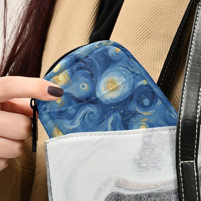 Starry Night Travel Pill Organizer Oil Painting Vitamin Planner Medicine Box Large Compartments Daily Pill Organizer