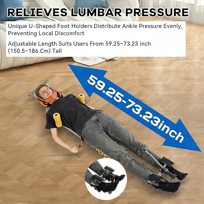Multifunctional Full Body Traction Bed, Cervical Spine Stretcher Traction Spine Lumbar Massage Traction Table Back Stretch Decompression Machine for Tension Relief & Body Aches Pains, Massage (Grey)