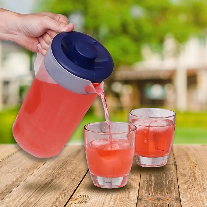 Water Pitcher with Lid 1 Gallon Pitcher, Freezer/Dishwasher Safe, BPA Free & Phthalate Free - Navy