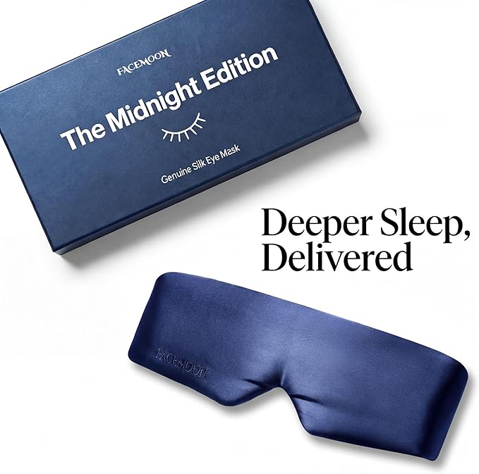 Silk Sleep Mask for Side Sleepers, Face-Hugging Padded Eye Cover, Eye Mask for Sleeping Women Men, 100% 22 Momme Pure Mulberry Silk, Soft Light Blocking Mask for Travel, Naps & Shift Workers (Blue)