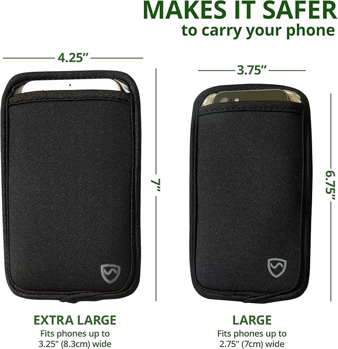 SYB Shield Your Body Anti Radiation Cell Phone Pouch, Cell Phone Sleeves for Blocking EMF, Radiation Blocker for Cell Phone, Black, for Phones Up to 2.75-inches Wide (3.75 x 6.75 in. Pouch Size)