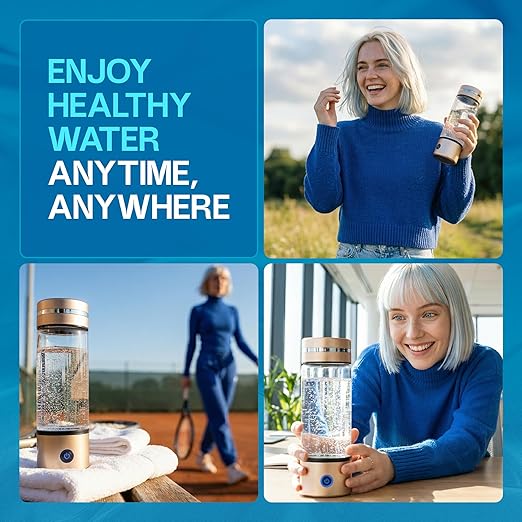 Portable Hydrogen Water Bottle Generator – SPE/PEM Hydrogen Infusion, Rechargeable, Quick 5–10 Min Hydrogen-Rich Water Maker for Travel, Fitness & Daily Hydration (Up to 3000 PPB)