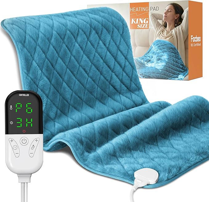 Heating Pad for Back & Period Cramps – 35"x20" King Size, Electric Heating Pads for Shoulder Neck Knee Arms, Dry/Moist Heat, 6 Heating & Auto Off, Machine Washable, Birthday Gifts for Women & Men