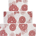 PVC Anti-Fatigue Kitchen Mats Set of 3, Non-Slip Kitchen Rugs, Comfort Standing Runner Rug, Multipurpose Indoor Mats for Laundry, Office, Bedroom, Sink, Bathroom, red