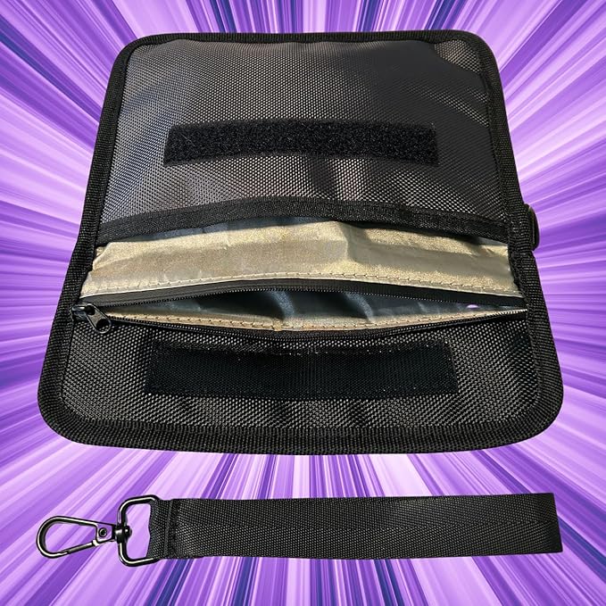 Large Faraday Bags for Phones with Two Pockets, RFID Blocking Sleeves, Signal Blocking Shield, Faraday Key Fob Protector, RFID Faraday Pouch for Key fob w/Removable Handle