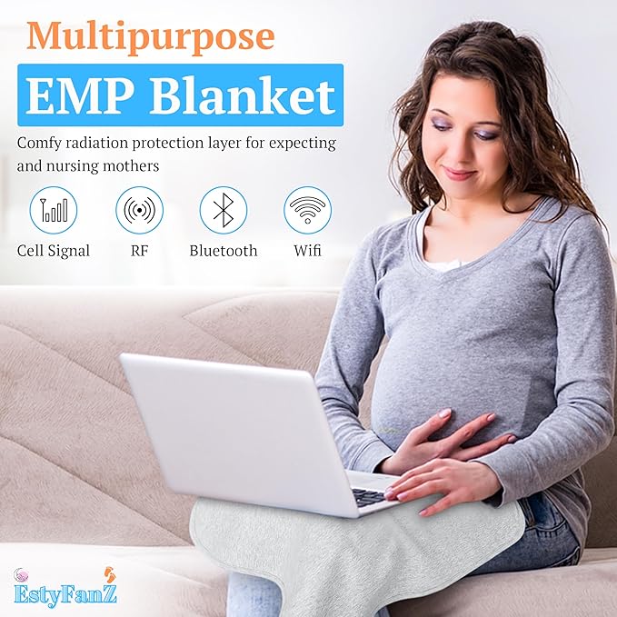 Gray Faraday Blanket - (1 Piece) EMF Blocker for Home, Comfy Radiation Protection While Using Your Laptop and Phone, Ideal Against Cell Signal, WiFi, Bluetooth, RF and Unwanted Signals