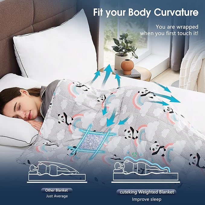 CuteKing Weighted Blanket for Adults: Weighted Blanket with Premium Glass Beads - Thick Blanket for Adult All Season(15lbs, 48"x72", HappyPanda)