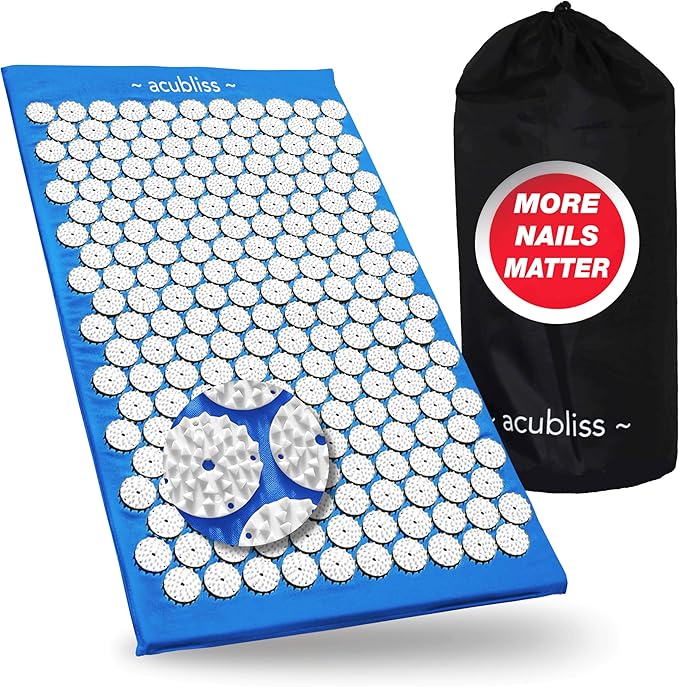 Premium Acupressure Mat, 8,358 Acupuncture Pressure Points for Back Pain Relief, Increased Energy, Relaxation with Drawstring Bag, 26x16x1", Blue