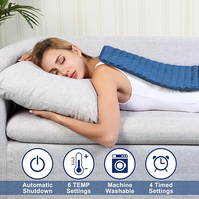 24"X20" Electric Heating pad with 6 Heat Settings, Auto Shut Off, Dry Electric Heating for Back Neck Knee Arms Legs Shoulder Heat Pads for Christmas Birthday Father's Day Mother's Day (Dark Blue)