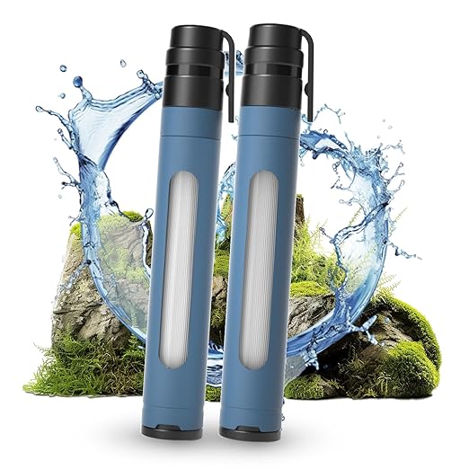 Water Filtration System with Transparent Window,Water Filter strow Survival for Outdoor & Camping Supplies | Ultralight,Portable,and Durable Emergency Water Purifier(2pc)