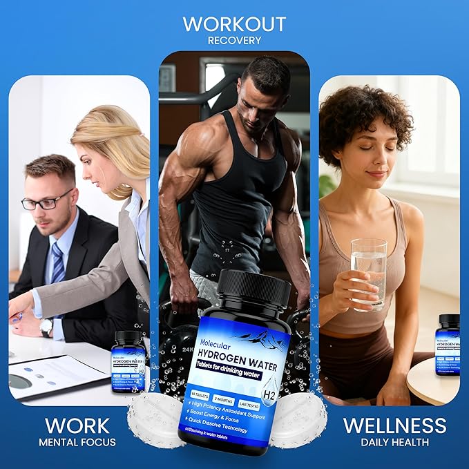 Molecular Hydrogen Water Tablets | Magnesium Pills H2 Hydrogen Supplement for Hydration & Electrolyte Balance | Supports Daily Vitality and Focus | 60 Tablets(1PCS)