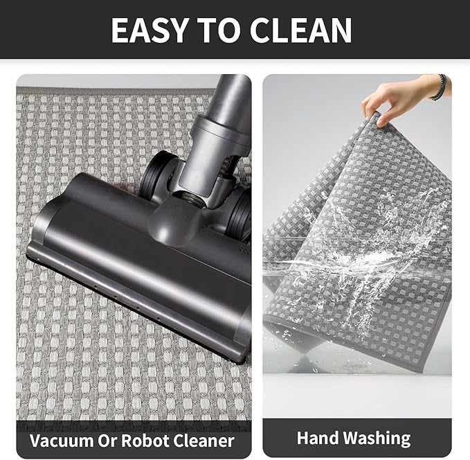Kitchen Rugs Mat Non Slip Washable, Super Absorbent Kitchen Mats for Floor, Rubber Backing Soft Braided Standing Floor Mats Sink Mat Runner Rug, Easy to Clean and Maintain, Gray 17"x30"