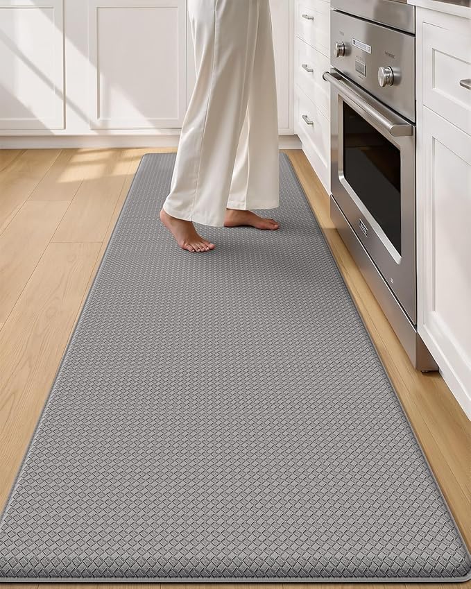 Color&Geometry Anti Fatigue Cushion Kitchen Mat for Floor -24"x94",Wide,Easy Clean, Water & Oil Proof, Anti Slip, Foam Rubber Runner Rug for Front Sink Comfort Standing,Grey