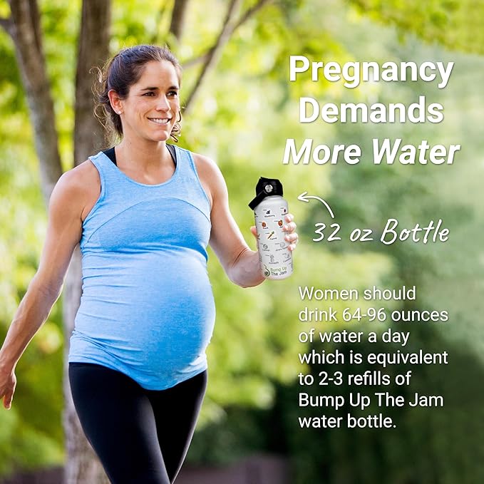 Pregnancy Water Bottle Tracker - 32 Ounce Stainless Steel - Includes Weekly Pregnancy Tracker Stickers (Lemon Frost)