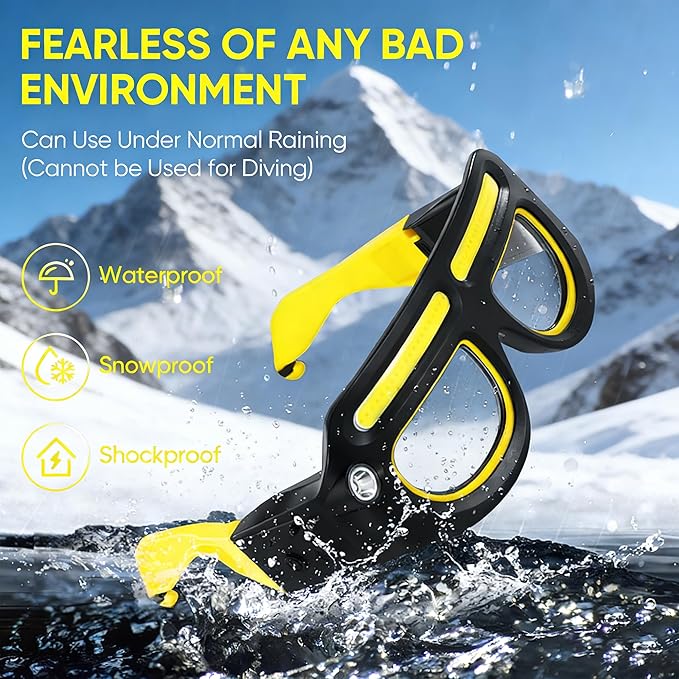 LED Rechargeable Headlight Glasses with Motion Sensor & Touch Control 5 Modes USB C Light Up Glasses Lighted Eyewear