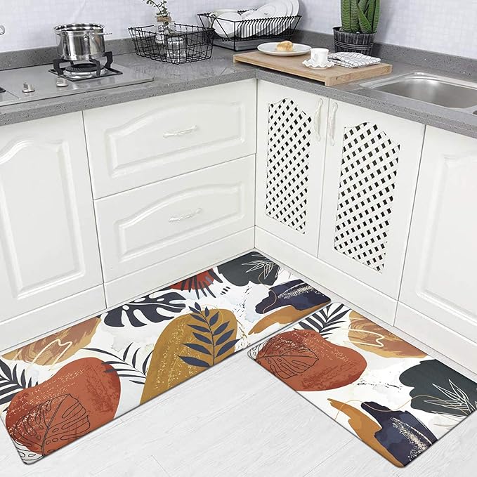 Homcomoda Boho Kitchen Rugs Set of 2 Non Skid Kitchen Mats for Floor Cushioned Anti Fatigue Kitchen Floor Mats Waterproof Comfort Mats for Standing Sink Laundry