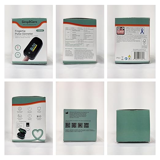 Fingertip Pulse Oximeter Blood Oxygen Monitor SpO₂, Pulse Ox & Heart Rate Monitor, Oxygen Meter with Perfusion Index (PI) & Plethysmograph Waveform, OLED Display, Case & Batteries (C101A2)