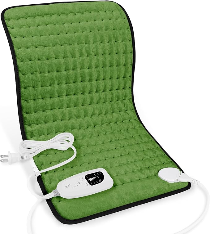 Deepsoon Heating Pad,Electric Heating Pads for Back,Neck,Abdomen,Moist Heating Pad for Shoulder,Knee,Arms,Legs,Dry/Moist Heat & Auto Shut Off,Christmas Gifts for Men and Women,Green Black,24x12 Inch