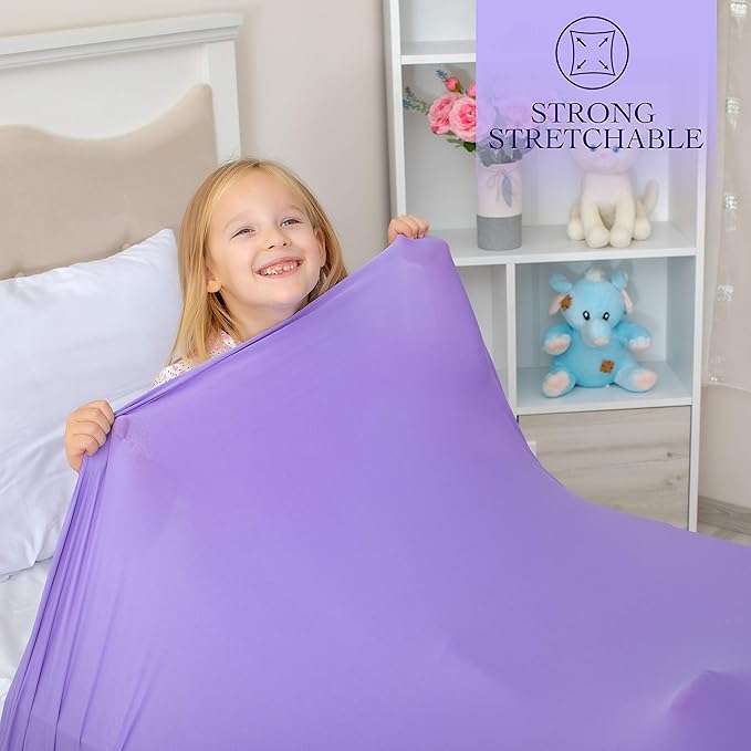 Sensory Compression Blanket | Spandex Bed Sheet for Kids & Adults | Deep Relaxing Feeling, Release Oxytocin | Helps With: SPD, Anxiety, ADHD, Autism and More | Breathable & Stretchable | Queen Size