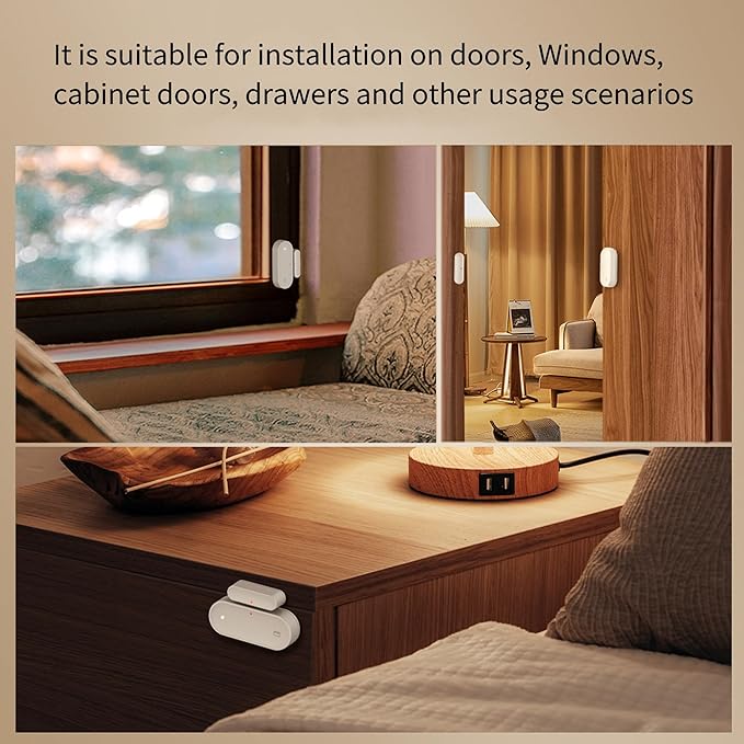 Smart Zigbee Door and Window Sensor – Wireless Magnetic Contact Sensor with Real-Time App Alerts, Compatible with Alexa, Google Home, IFTTT – Home Security & Automation Door Window Monitor