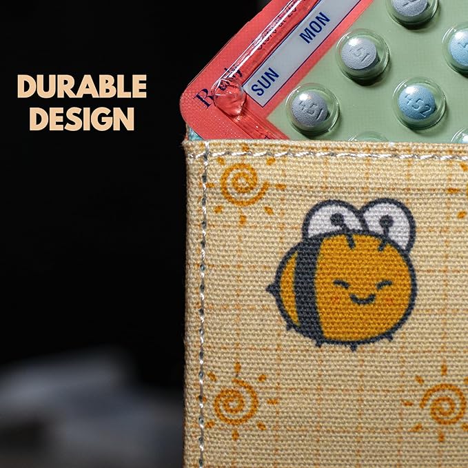 Birth Control Pill Case for Contraceptive Pills Medication Sleeve Pouch Holder - Fits up to 4' x 3' (and 2x4) Packets Holder - Cute, Honey Bee, Funny, Discrete Artwork, Anime, Pink