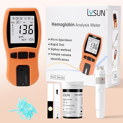 Personal Hemoglobin Monitoring System for Home Use - 5s Instant Read Wellness Tracker with 1000 Memory Storage - Requires Only 5µL Tiny Sample - Daily Wellness Management