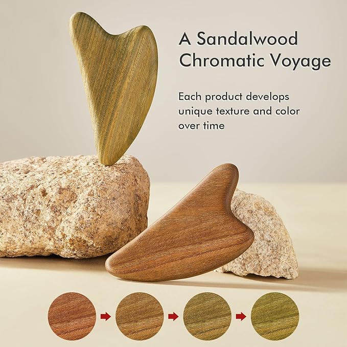 CHOSIN Gua Sha Tool for Face & Body: Face Massager Tool for Lymphatic Drainage - Jaw Lifting & Anti-Aging, Relieve Pain for Women Men Self Care Gift (Sandalwood)