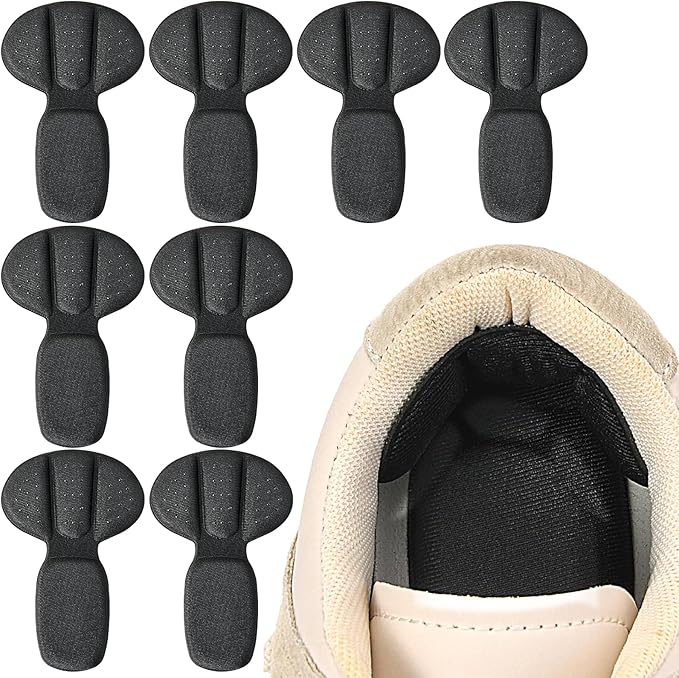 Heel Pads for Shoes Too Big, 4Pcs Mesh Adhesive Heel Grips Inserts for Boots, Loose Shoes, Reusable Heel Heel Cushion Pads for Women Men, Anti Blister Shoe Liners Heel Protectors(Black)