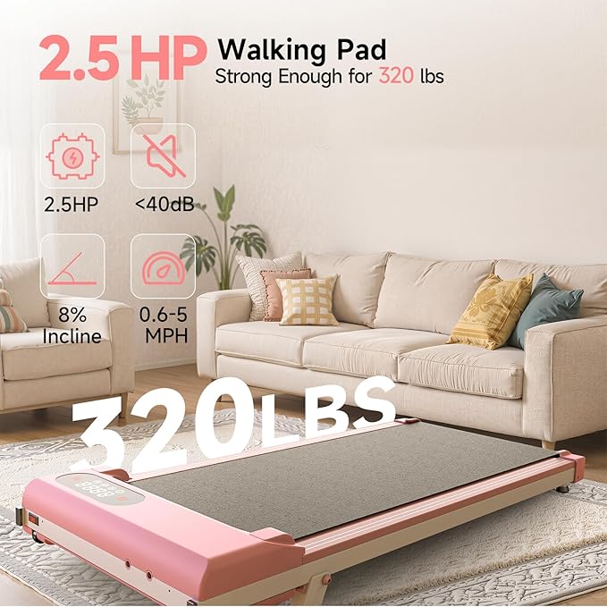 2 in 1 Walking Pad with Handle Bars, 8% Incline Foldable Treadmills for Home Office Ultra Quiet <40dB, 3.5 HP Portable Walking Jogging Running Machine with LED Display & Remote, 320+LB Capacity