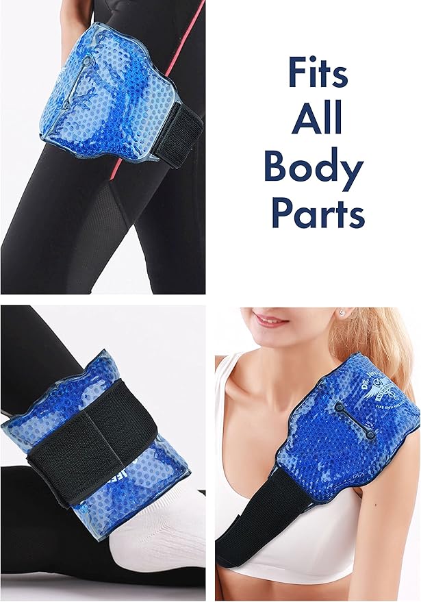 Medical Grade Pain Relief Flexible Ice Pack for Injuries | Dual Sided Soft Plush Hot Pack + Flexible Gel Beads Reusable Ice Pack | Great for Knee, Sciatica, Back, + Neck Pain | Bonus Extension Straps